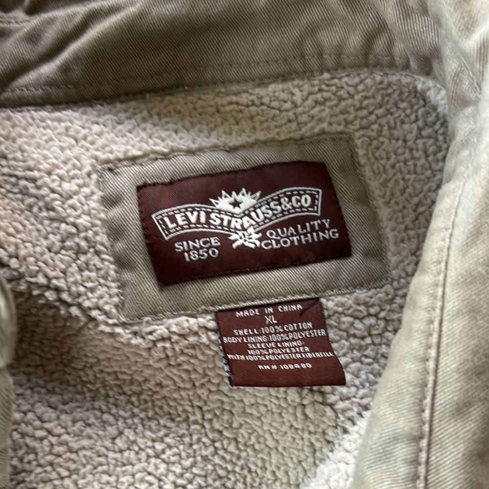 Levi's Khaki Sherpa-Lined Jacket XL - Picture 2 of 8